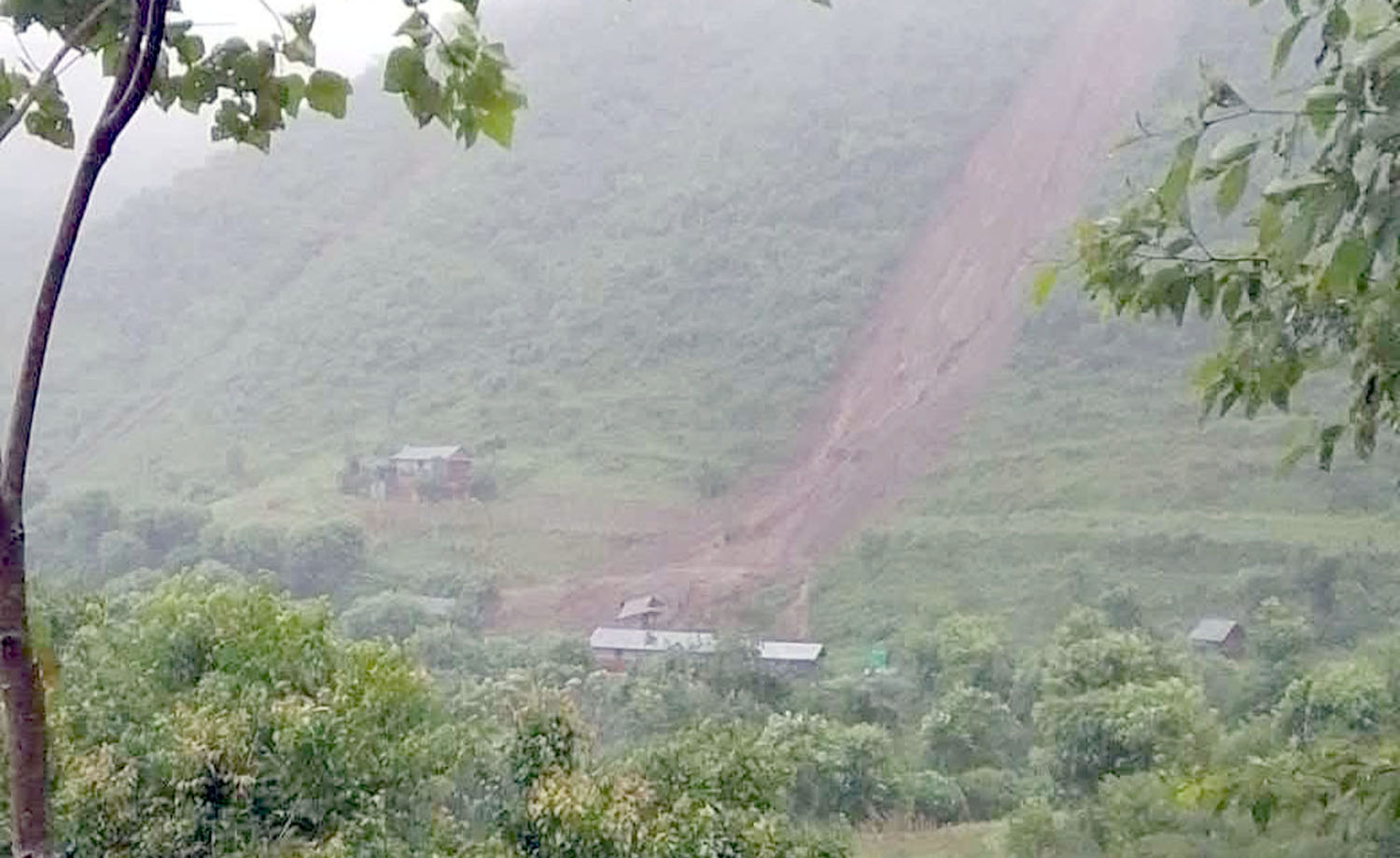 पहिरोले रिब्दीकोटमा दुई घर भत्किए, एक महिला बेपत्ता