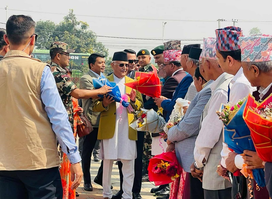 प्रधानमन्त्री ओली लुम्बिनीमा, मुख्यमन्त्री आचार्यद्वारा स्वागत