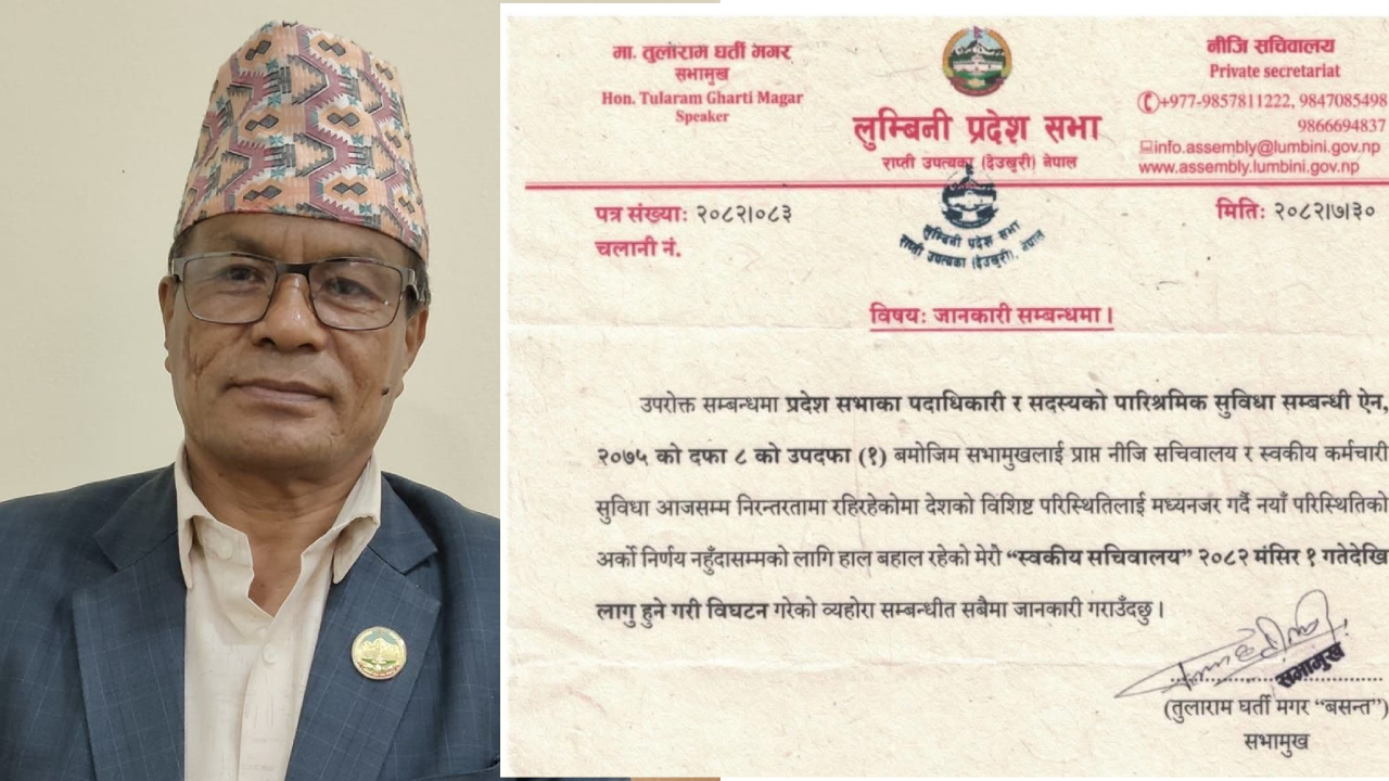 लुम्बिनीमा सभामुख घर्तीले हटाए सचिवालय