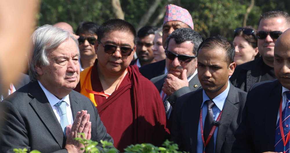 लुम्बिनीबाट शान्तिको सन्देश प्रवाह गर्दा खुसी लागेको छ : महासचिव गुटेरेस